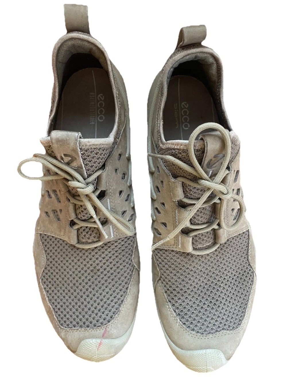 ECCO Biom AEX  Casual Olive Green Lace-Up Sneakers Nubuck Textile